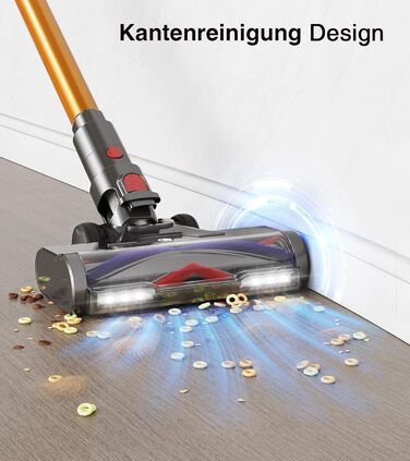 Бездротовий акумуляторний пилосос CHEBIO 580W з LED-дисплеєм, антизаплутувальною насадкою та потужністю 48000Pa. Підходить для прибирання підлоги, килима та шерсті тварин.