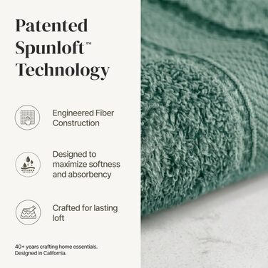 Набір рушників Amrapur Spun Loft (6 шт), 100% гребінна бавовна, суперпоглинаючі та м'які, 600 г/м², колір евкаліпт, 68x137 см