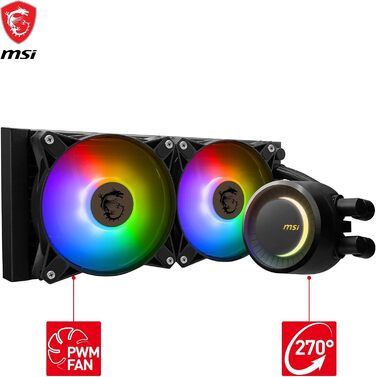 MSI MAG CoreLiquid E240 - Смарт-система водяного охолодження CPU, чорний, сумісна з AMD та Intel