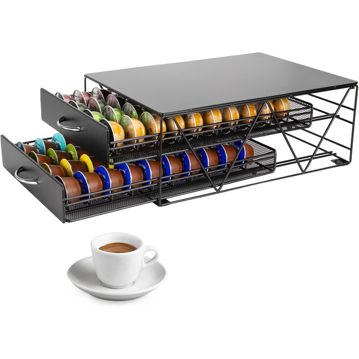 Тримач для капсул кави Nespresso Vertuo - органайзер для 80 капсул, металева висувна шухляда