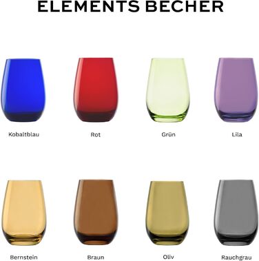Stölzle Lausitz ELEMENTS Glasses 465 ml Green I Drinking Glasses 6-Piece Set I Dishwasher-Safe Glass Set I High Impact Resistance I Universal Glasses as Water Glasses, Juice Glasses, Whisky Glasses