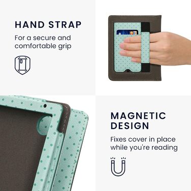 Чохол-книжка kwmobile для Kobo Clara BW/Clara Colour/Tolino Shine (5) / Shine Color з петлею для руки та мотивом бібліотеки (Eule Schlaf)