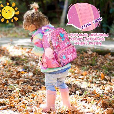 Рюкзак для дівчинки Єдиноріг, дитячий рюкзак з паєтками, персоналізований рюкзак Kawaii для школи/садочка, подарунок на день народження/Новий рік (рожевий, 38 см)