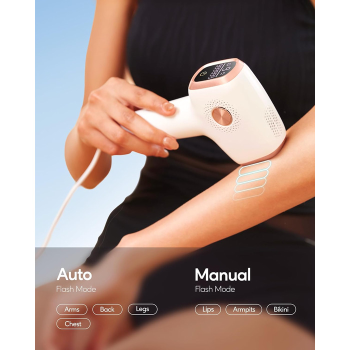 Прилад для епіляції IPL з охолодженням, 999 999 імпульсів, безболісна епіляція, 9 рівнів інтенсивності, для обличчя, бікіні, тіла, білий
