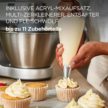 Кухонний комбайн Kenwood Prospero+ KHC29.H0WH, 1000 Вт, чаша з нержавіючої сталі 4,3 л, білий, набір аксесуарів з 9 предметів (подрібнювач, блендер, соковитискача)