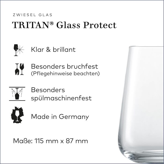Набір універсальних келихів Zwiesel Glas Vervino 4 шт, тритан-кристал, з мос'єрною точкою, для напоїв, вироблено в Німеччині