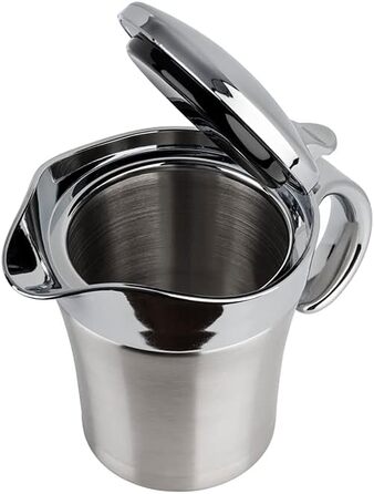 Double-walled insulated saucepans, 19 x 12.5 x 13 cm, 0.4 ltr & high-quality stainless steel saucepan, Christmas dinner, gravy/dessert sauce, tableware, for 250 ml, 16 x 7.5 cm, H: 9 cm