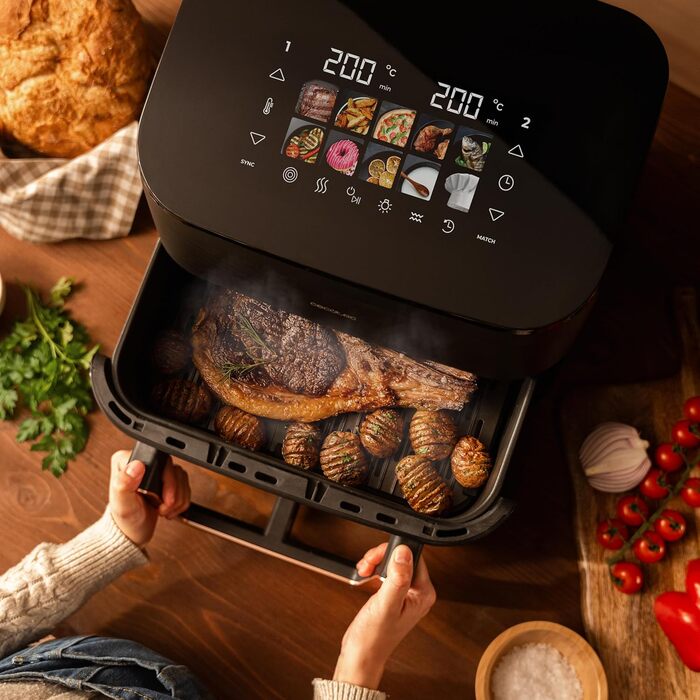 Фритюрниця Cecotec CecoFry Advance Double 9л: цифрова, без масла, з подвійними кошиками та технологією PerfectCook