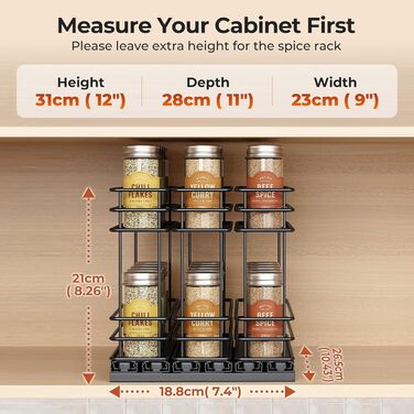 Організатор для спецій Orimade, висувна полиця для спецій, 3 шт. Чорний колір