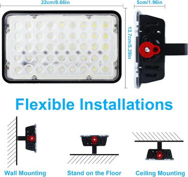 LED Floodlights 100W, 2 Pack LED Floodlights Outdoor with Plug 10000LM Outdoor Spotlights 6500K Cool White LED Projectors IP66 Waterproof LED Floodlights for Warehouse Garden Garage Yard