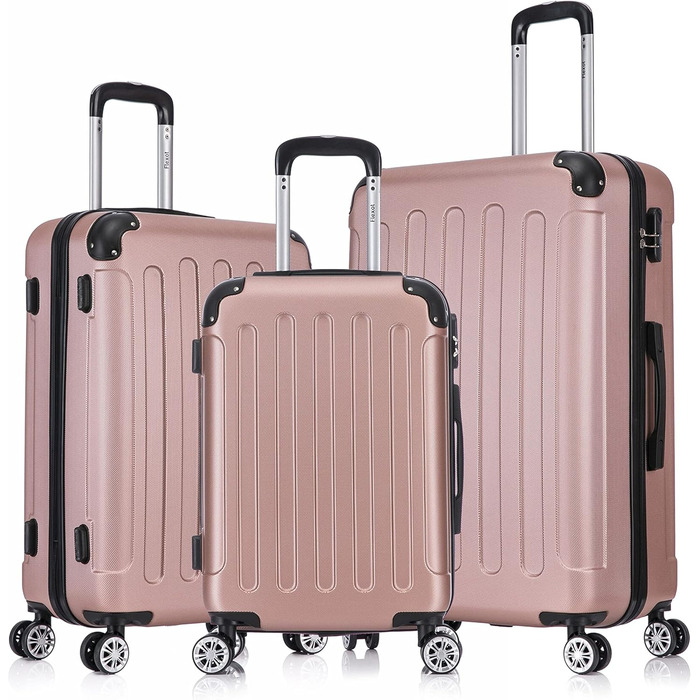 Чемодан Flexot® F-2045, 3-кількісний набір, ручна поклажа, рожеве золото
