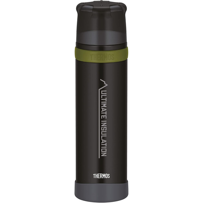 THERMOS MOUNTAIN BEVERAGE BOTTLE 0.9L, Black, Stainless Steel Thermos Flask with Drinking Cup, 24h Hot / 24h Cold, Lightweight Outdoor Bottle, Robust, Disassemblable Lid, BPA-Free