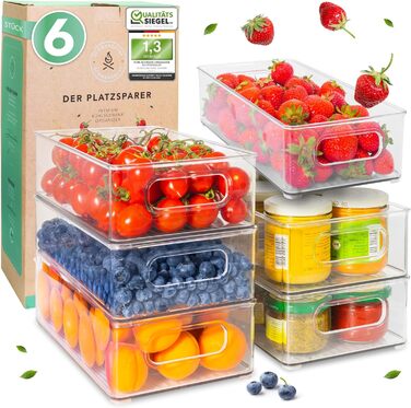 SCHWARZGLUT® Refrigerator Organizer 6-Piece Set for Maximum Order in the Refrigerator | Stackable | Organizer | Fridge Organizer | Storage | Boxes for Refrigerator | BPA Free