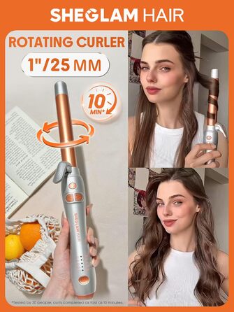 SHEGLAM Автоматичний локон для волосся, 25 мм, для довгого волосся, до 220°C, локон-вінцель, Dual Voltage