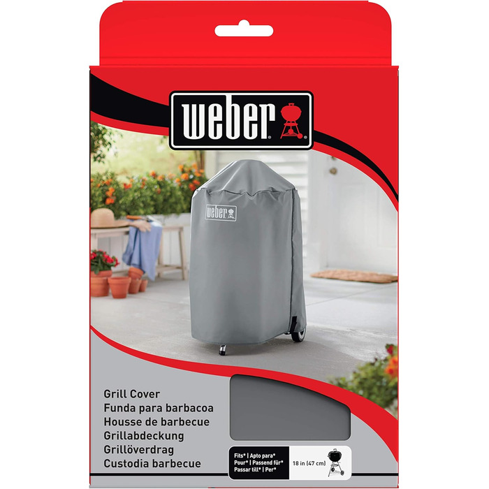 Вугільний гриль Weber Compact Kettle 47 см, чорний, кришка та захисний чохол, круглий мангал