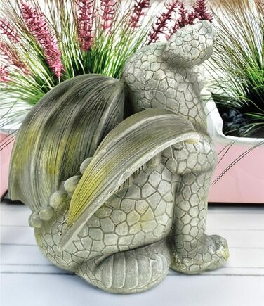Kremers Treasure Chest Garden Figure Dragon Child Scratching Its Ear, Dragon Gargoyle Figure Garden