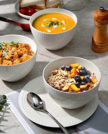 Набір мисок NUTRIUPS 4 шт. для мюслі, супу, салату, десерту, 750 мл, кераміка, підходить для мікрохвильової печі та духовки