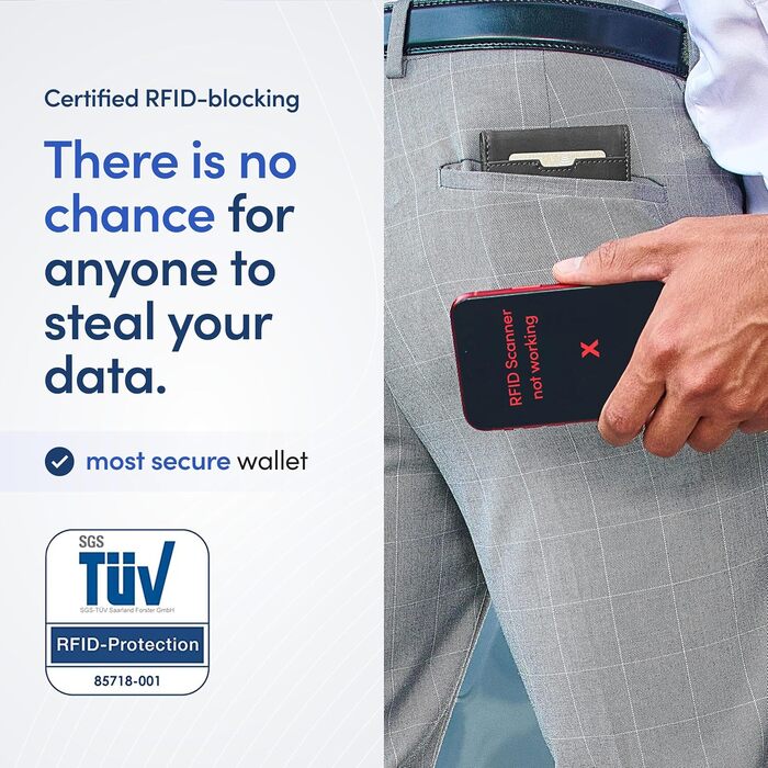 Чоловічий гаманець TRAVANDO Autin з RFID-захистом, з кліпсою для грошей, чорний/помаранчевий (Slim, сірий)