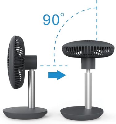 Безшумний настільний вентилятор Zilan | Акумулятор 4000 mAh | Регульований кут 90° | 4 швидкості | 15 годин роботи без дроту | Allegra Anthrazit
