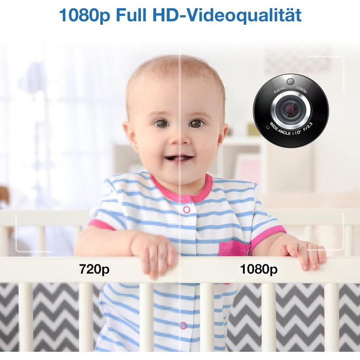 Відеоняня Vtech VM901-1W WiFi з 5-дюймовим HD-дисплеєм, поворотна камера 1080P, мобільний додаток, широкий кут огляду 120°, сумісна з iOS та Android