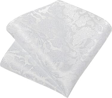 Краватка чоловіча шовкова з візерунком павліочиків та квітів DiBanGu, комплект з нагрудною хустиною, краваттями-манжетами та краваттями-зажимами для весілля та ділових зустрічей, білий