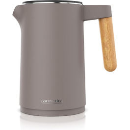 Електричний чайник Arendo з регулюванням температури, 1.5 л, нержавіюча сталь, подвійні стінки, BPA free, функція підтримки тепла, Cool Touch, Taupe C