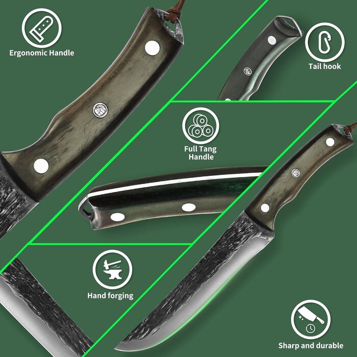 Набір кухонних ножів FULLHI з дерев'яною ручкою (11 предметів)