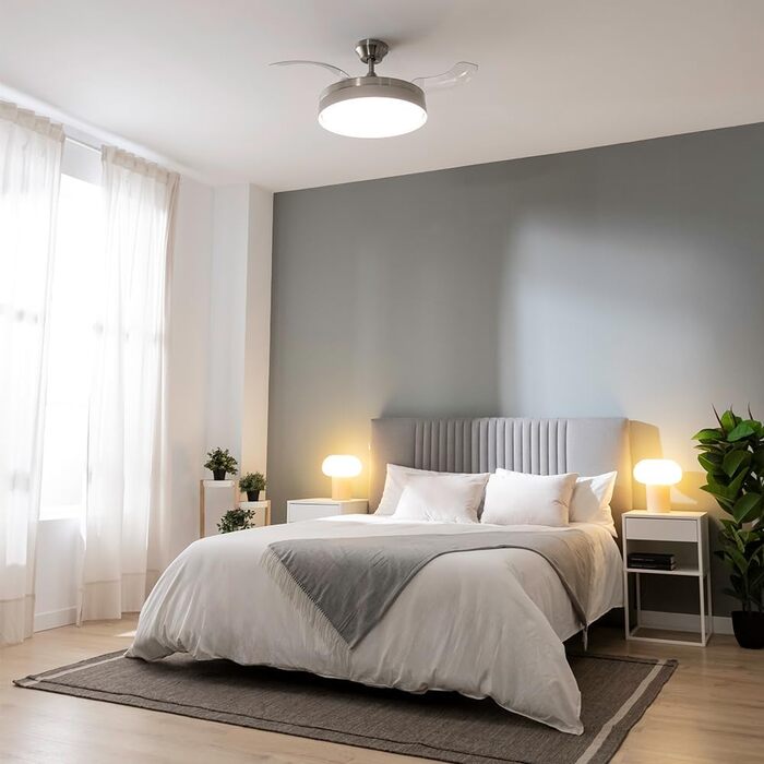 Стеляний вентилятор Cecotec EnergySilence Aero 470: 55W, пульт, діаметр 106 см, 3 лопаті, 3 швидкості, функція обігріву (діаметр 132 см, сірий), нержавіюча сталь