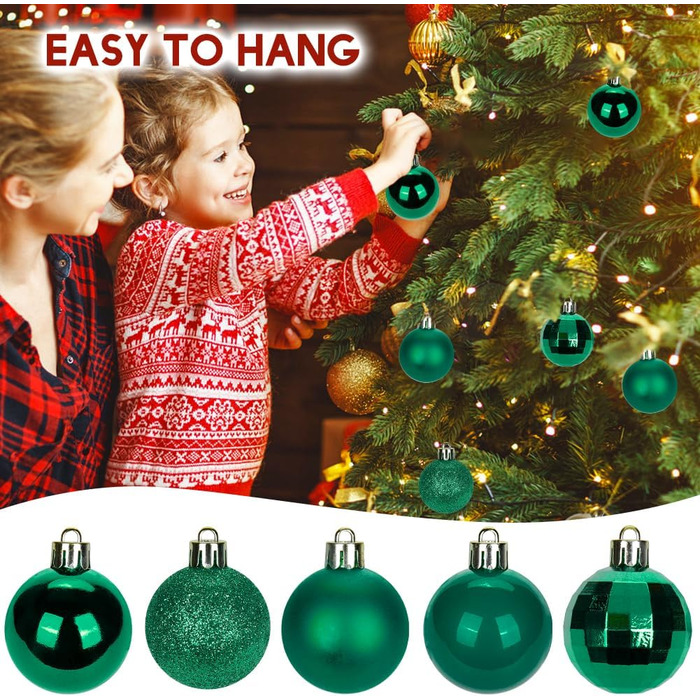 40 шт. прикрас для ялинки - ялинкові кулі 4 см, зелені, ударостійкі. Новорічний декор для ялинки