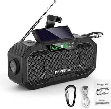 Сонячне радіо Kavolet: портативне радіо з ручним генератором, динамо, AM/FM, Power Bank 5000mAh, ліхтарик LED, SOS-сигнал для надзвичайних ситуацій, кемпінг, виживання