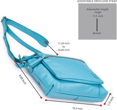 Сумка через плече Wise Owl з натуральної шкіри Air Blue Nappa для жінок та чоловіків, маленька кросбоді сумка з 5 кишенями на блискавці