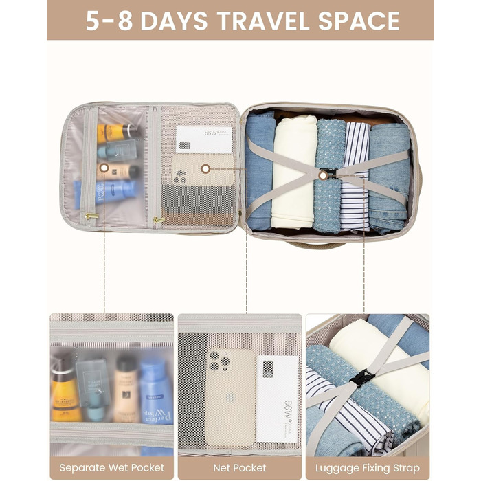 Рюкзак LOVEVOOK для ручної поклажі в літак, 40L, жіночий, водонепроникний, з відділенням для ноутбука 17 дюймів, для подорожей, роботи, хайкінгу, оливково-бежевий