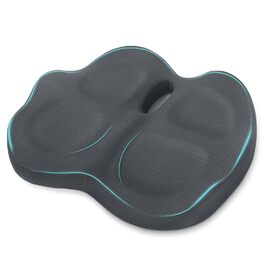 Ортопедична подушка для сидіння з Memory Foam: для офісного крісла, авто, інвалідного візка. Зняття навантаження на куприк, комфорт, нековзний низ (Сірий)