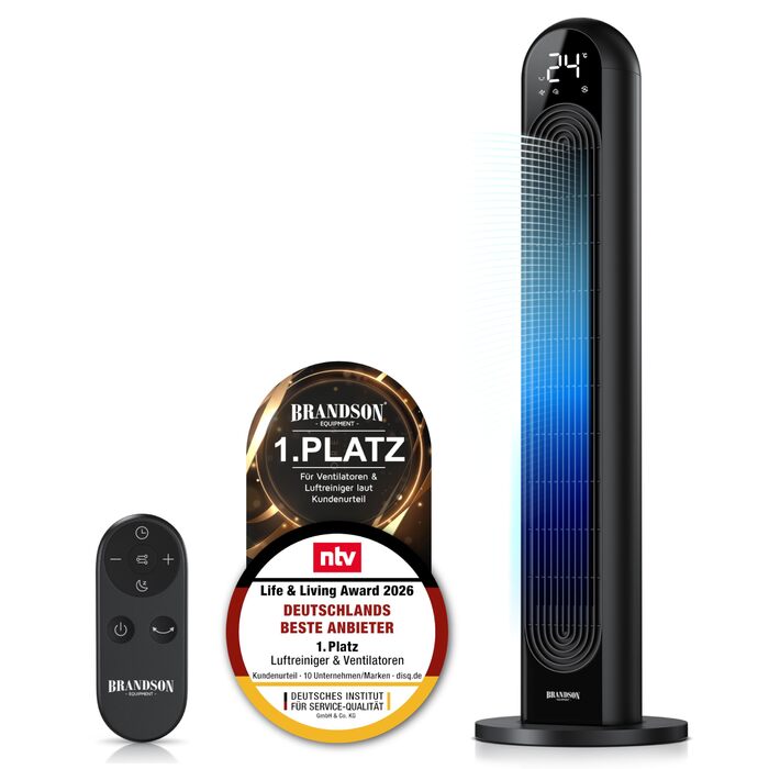 Вентилятор Tower Brandson Eco Design DC – тихий, 12 швидкостей, 4 режими (нормальний, природа, сон, авто), з пультом ДК