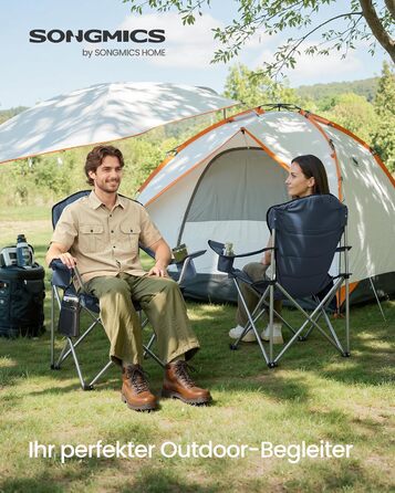 Кемпінговий стілець SONGMICS, розкладний, широкий, з високою спинкою, синій/сірий (GCB005BH0)