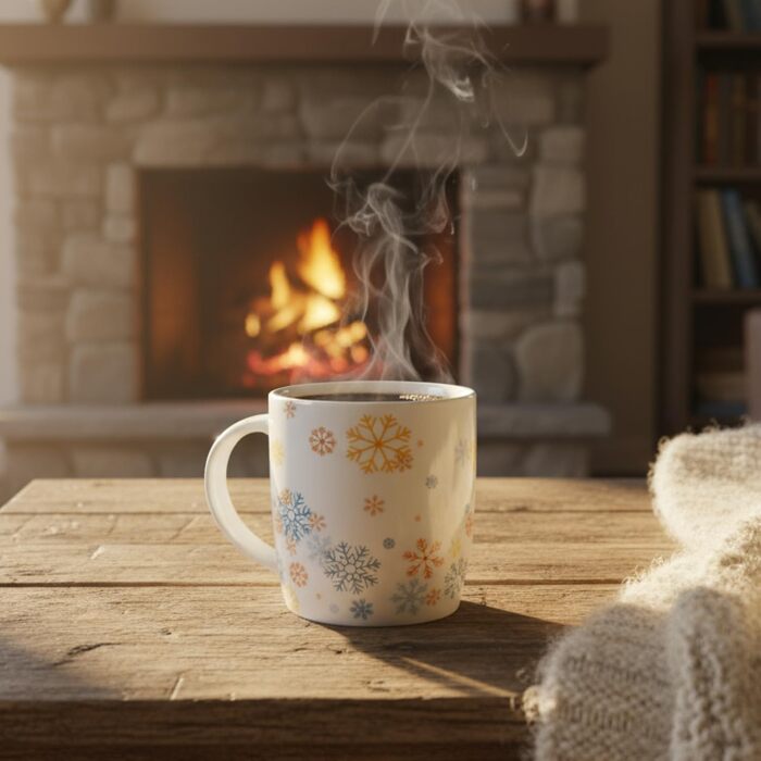 4 чашки для кави Com-Four® з кераміки, 250 мл, святковий дизайн (червоний/сірий/зелений/синій)