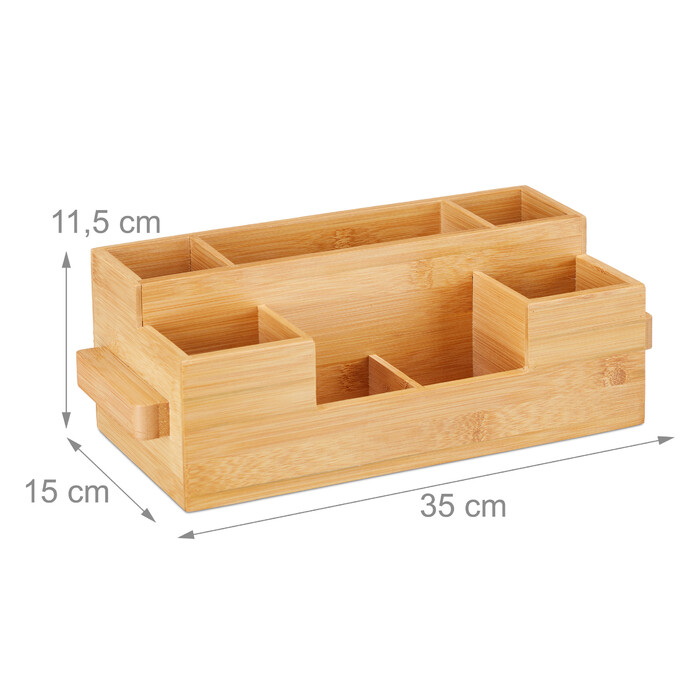 Relaxdays Cutlery Holder Bamboo with Napkin Compartment