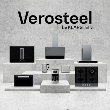 Мікрохвильова піч Klarstein Verosteel Einbaumikrowelle 60 см з грилем – 20L, 700W, 8 програм, сенсорне керування, нержавіюча сталь, функція розморожування, LED-підсвічування, чорна нержавіюча сталь
