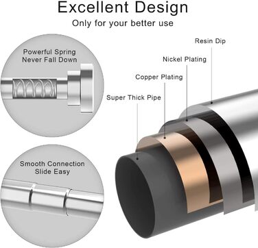 Телескопічна штанга для душу Siler 120-290 см, не потребує свердління, з нержавіючої сталі, висувна, регульована, для душу та ванни