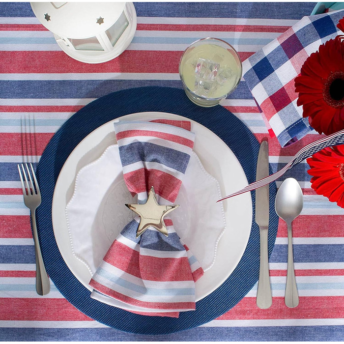 DII PVC Tablecloth Collection - Woven for Indoors and Outdoors, Polyvinyl Chloride, Nautical Blue, Round Placemat Set, 13.75