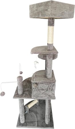 Кігтеточка для котів ESTEXO, 163 см, сірий колір. Ігровий комплекс, кріпиться до стіни, для котів