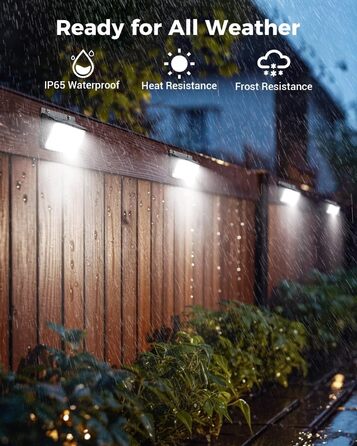 nipify Сонячна лампа з датчиком руху, 168 LED, 3 режими, IP65, для вулиці, саду, тепле та холодне світло, 6 штук