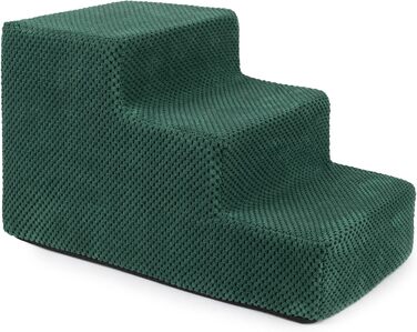 Сходинка для собак та котів, 30 см, 3 сходинки, плюшевий покрив, зелений колір