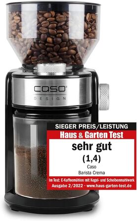 Електрична кавомолка CASO Barista Crema, переможець тесту, дисковий млин, регулювання помелу від дрібного до грубого, 150 Вт, стильний дизайн