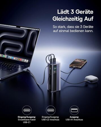 Powerbank Baseus EnerGeek для ноутбука: 100W, 10000mAh, 2x USB-C PD 3.0, Digitaldisplay, сумісний з MacBook, Dell, HP, SteamDeck, iPhone, Samsung