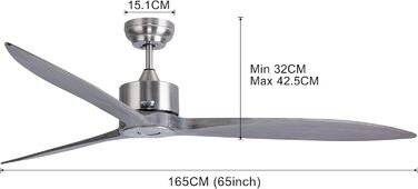 Стеляний вентилятор Reiga з імітацією дерева, 165 см, DC-двигун, керування пультом та Smart Home, 6 швидкостей, колір: коричневий, для внутрішнього та зовнішнього використання