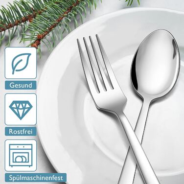 Набір столових приборів Herogo на 6 осіб (36 предметів) з нержавіючої сталі. Включає виделки, ножі, ложки, спеціальні ножі для стейку. Підходить для дому та ресторану, миється в посудомийній машині. Квадратний дизайн.