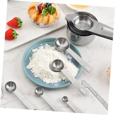 Stainless Steel Measuring Cup and Spoon Set with 7 Cups and 7 Spoons for Cooking and Baking