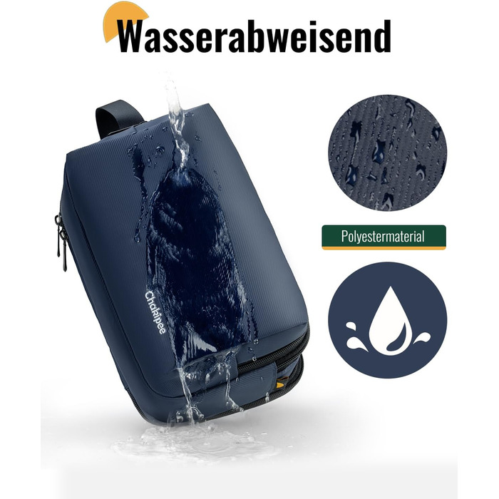 Чоловіча дорожня косметичка Kulturbeutel, водонепроникна, легка, з подвійним замком (Блакитна)