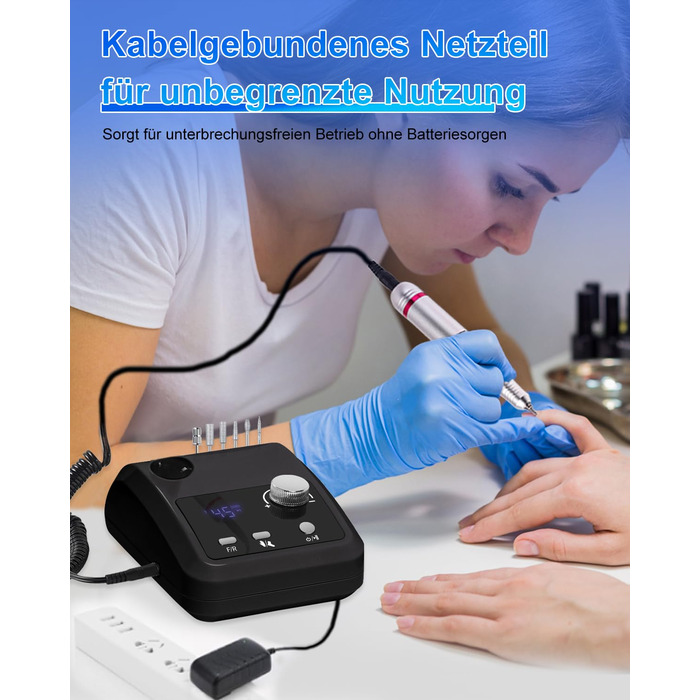 Електричний фрезер для нігтів CozyZen Professional: набір для манікюру та педикюру з LCD-дисплеєм, 45000 об/хв, для акрилу та гелю